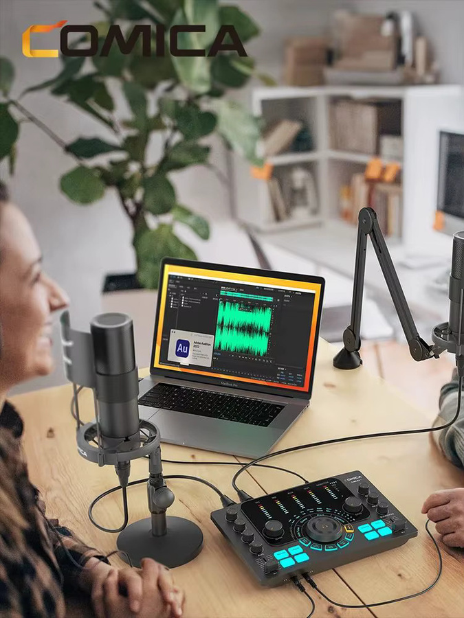Comica ADCaster C2 Audio-Interface Soundkarte für Streaming, Podcasting und Aufnahmen als All-in-One DJ-Mixer für Smartphone, PC und Gitarre in Schwarz oder Weiß - Bild 1