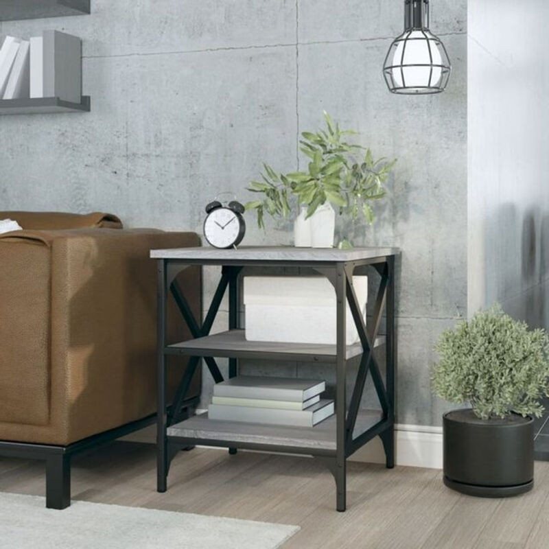 Vidaxl Beistelltisch Industrial Grau aus Holzwerkstoff und Stahl B/T/H: 40 x 42 x 50 cm - Bild 1