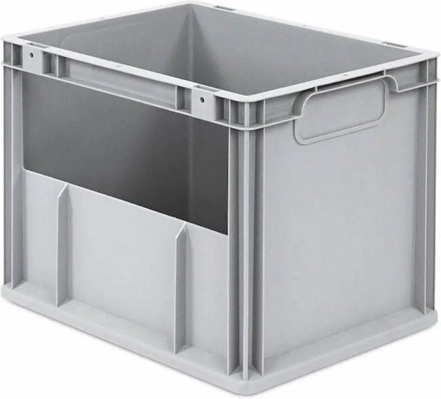 PROREGAL Eurobox NextGen Insight Eurobehälter Transportbox, Grau, H x B x T: 32 x 30 x 40 cm, 30 Liter, Seite offen - Bild 1