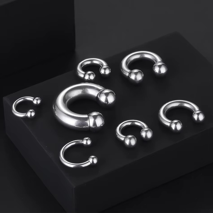 Xpircn Nasenring Hufeisen, Edelstahl, Silber, 00G-8G - Bild 4
