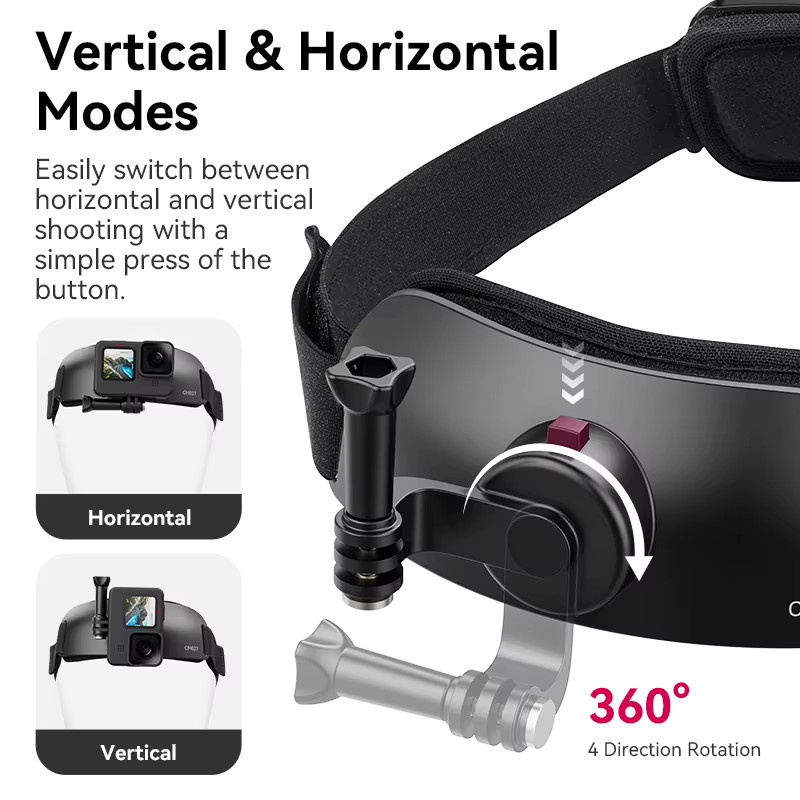 Ulanzi CM027 Kopfband-Action-Kamerahalterung für Mobiltelefone und GoPro in Schwarz mit 360-Grad-Drehung für Sportaktivitäten wie Radfahren, Angeln oder Laufen - Bild 4
