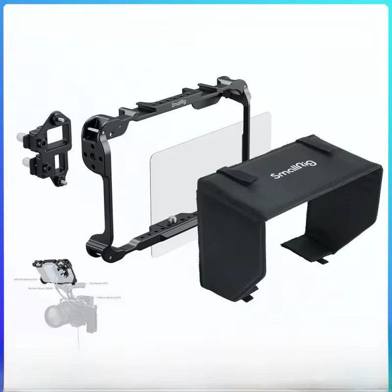 SmallRig Monitor Cage Kit für Atomos Shinobi II in Schwarz mit Sonnenschutz, USB-C-Kabelklemme und Displayschutzfolie - 5030 - Bild 1