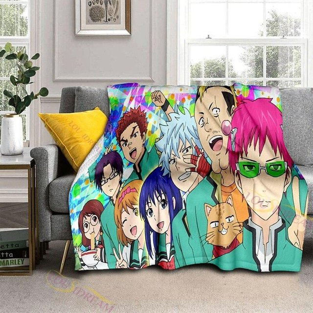MacgicZhou Kusuo Saiki Anime Flanell-Plüschdecke für Kinder und Erwachsene, Mehrfarbig, B/H: 75 x 90 cm - Bild 1