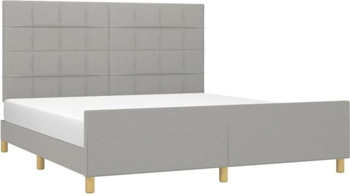 Vidaxl Polsterbett aus Stoff und Massivholz in Grau, B/T/H: 160 x 200 cm - Bild 1