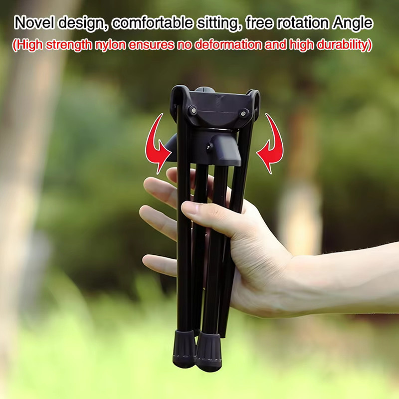 Tragbarer Outdoor Camping Hocker aus Aluminiumlegierung, rotierender Klappstuhl in Schwarz für Garten, Angeln und Picknick - Bild 2