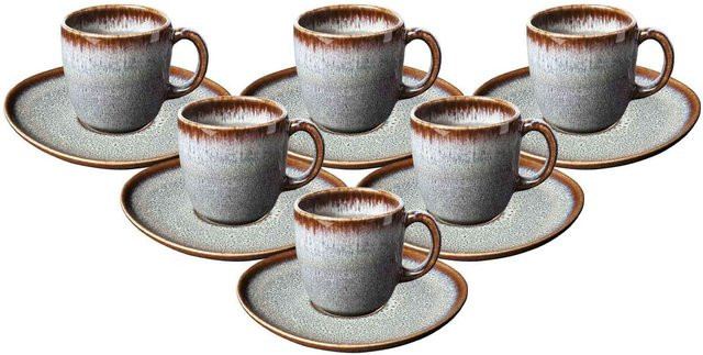 Villeroy & Boch like. Lave Kaffeetassen mit Untertassen 6er Set Beige 190 ml - Bild 1