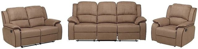 Couchgarnitur Hernani von Vente-unique in Taupe aus Microfaser, B/T/H: 210 x 158 x 100 cm - Bild 1