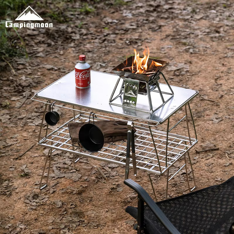CAMPINGMOON T-2355 Edelstahl Sky Plate Light Mesh Tischzubehör Hilfstablett zur Unterstützung der Tischplatte - Bild 3