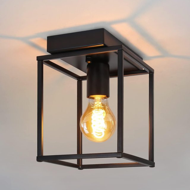 Nettlife Retro Deckenleuchte aus Metall in Schwarz im Industrial Design für E27 Leuchtmittel - Bild 1