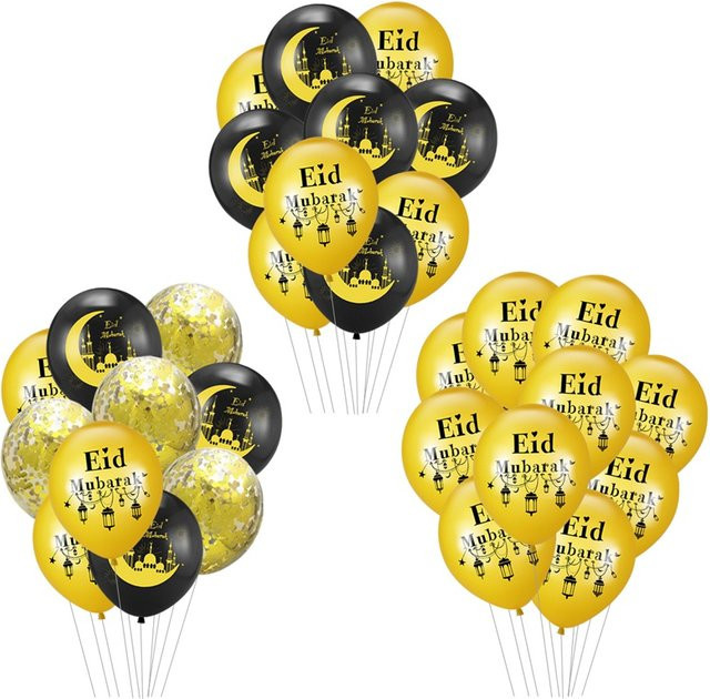 Huiran Eid Mubarak Latexballons in Gold für Ramadan und islamische Festtagsdekoration - Bild 1
