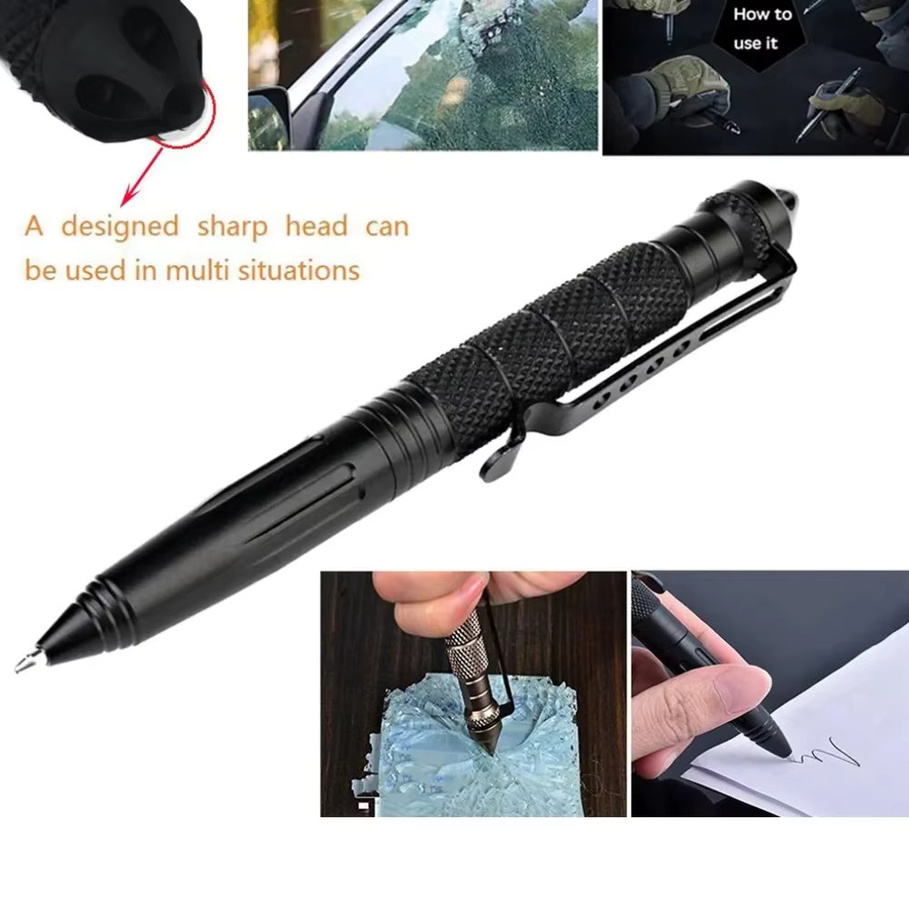 BOOIU Taktischer Multifunktionsstift aus Aluminiumlegierung in Gold mit Glasbrecher zur Selbstverteidigung und für Outdoor-Einsätze - Bild 4