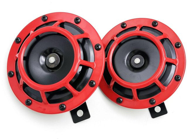 TOMTOP JMS 2-teiliges 12V Elektroauto-Hupe Set mit Schutzgitter in Rot und Schwarz - Bild 1