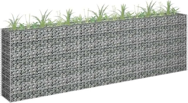 DELUKE Gabionen Hochbeet ROON aus verzinktem Stahl in Silber, B/T/H: 270 x 30 x 90 cm - Bild 1