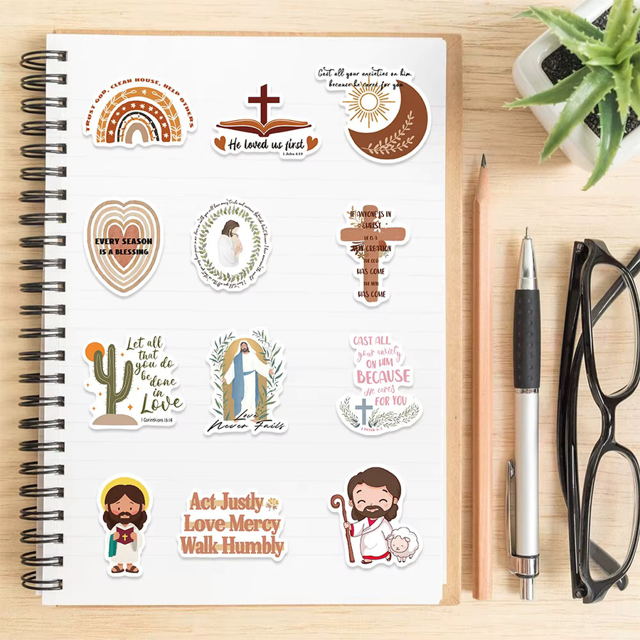 50 Stück christliche Bibel Jesus Aufkleber in Multicolour für Laptop Koffer und Gepäck - Bild 3