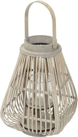 ECD Germany Bambus Laterne Windlicht in Braun und Beige mit Glas, Boho Dekoration, H: 50 cm, B: 24 cm, T: 24 cm