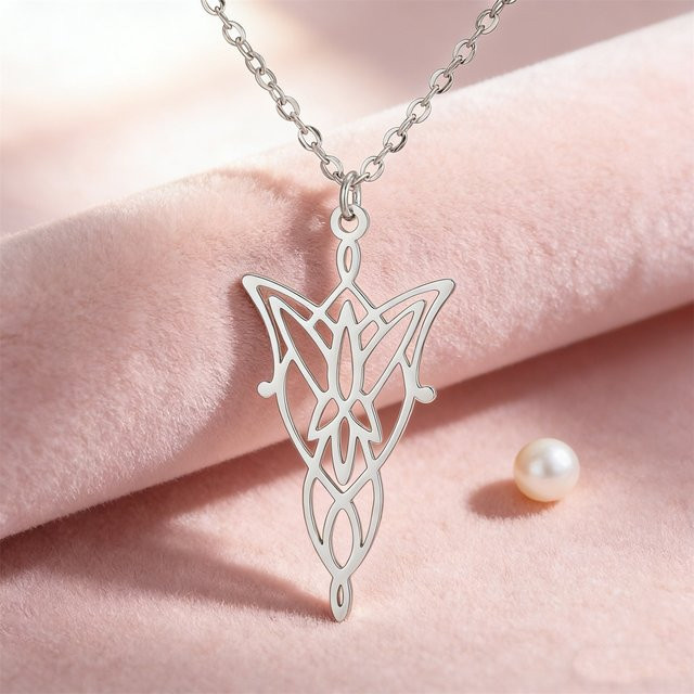 Skyrim Anhänger-Halskette Edelstahl, Vintage, Damen, Silber - Bild 1