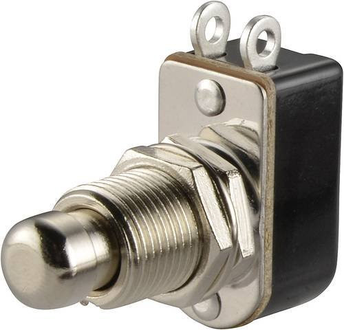 TRU Components Drucktaster TC-R13-85A-05 in Schwarz und Silber, 250 V/AC 3A, 1 x Aus/(Ein) tastend, bündig montiert - Bild 1