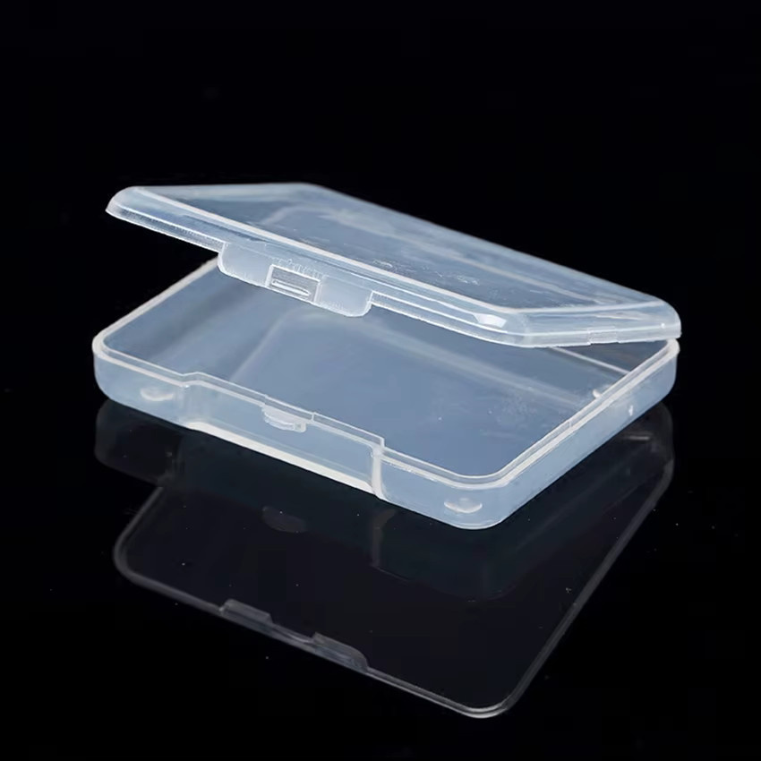 ZJMZYM Aufbewahrungsbehälter aus transparentem Kunststoff mit Klappdeckel, rechteckige Mini-Box, B/T/H: 6,8 x 5,2 x 1,1 cm - Bild 2