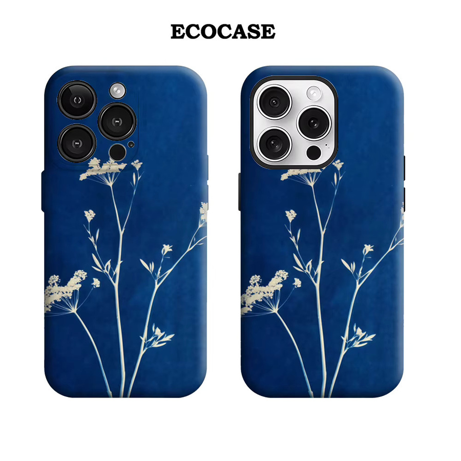 Cyanotype Botanical Art Handyhülle für iPhone 17 16 15 14 13 12 11 Pro Max Plus mit doppelschichtiger Rückseite in Blau - Bild 2