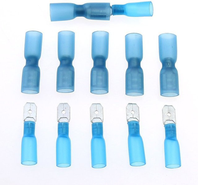 ELECAPITAL 50 Stück Isolierte Spatenstecker mit Schrumpfschlauch wasserdicht Blau 16-14AWG FDD2-250 * 25 MDD2-250 * 25 - Bild 1