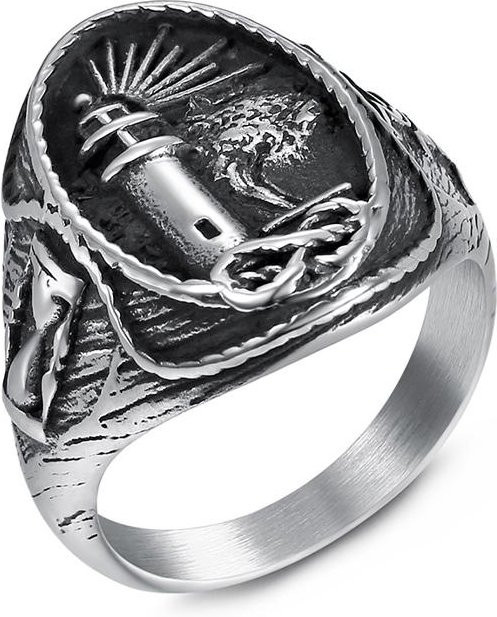 YIRAN Jewelry Ring, Edelstahl, Schwarz, Herren, Vintage - Bild 1