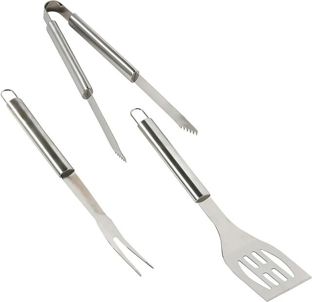 Jamestown Grillbesteck 3er-Set aus Edelstahl in Silber, bestehend aus Grillwender, Grillgabel und Grillzange, Länge: 38 cm - Bild 1