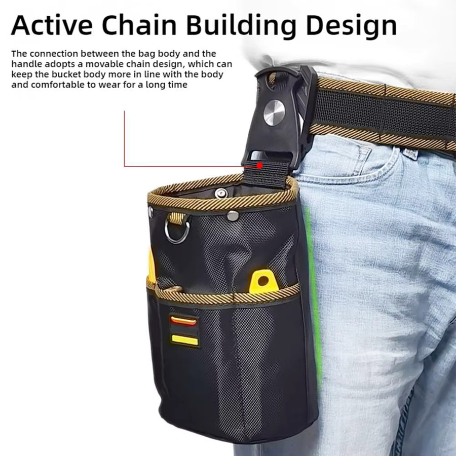 Drehbare Werkzeugtasche 1680D mit Schnellaufhängung für Holzbearbeitung und Elektriker, Schwarz, B/T/H: 21,5 x 15,0 x 10,0 cm - Bild 3