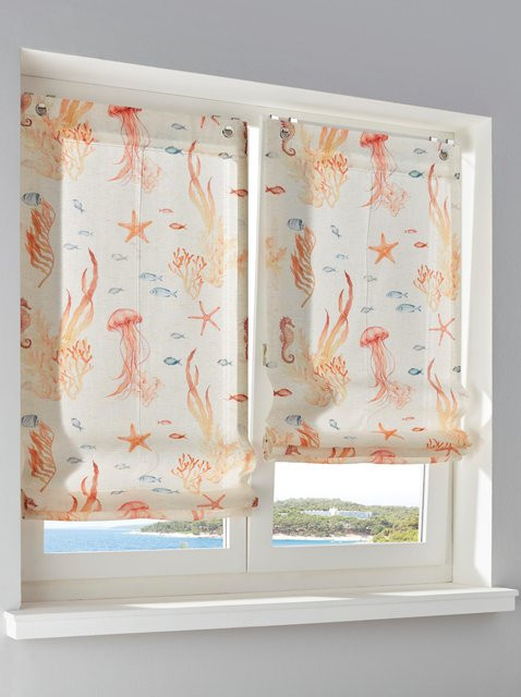 Raffrollo Heine Home in Multicolour mit Meerestier-Motiven, semi-transparent, Breite: 140 cm - Bild 1