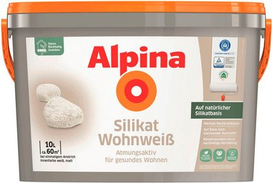 Alpina Silikat-Dispersionsfarbe in Weiss, 10,0 l, matt und lösungsmittelfrei - Bild 1