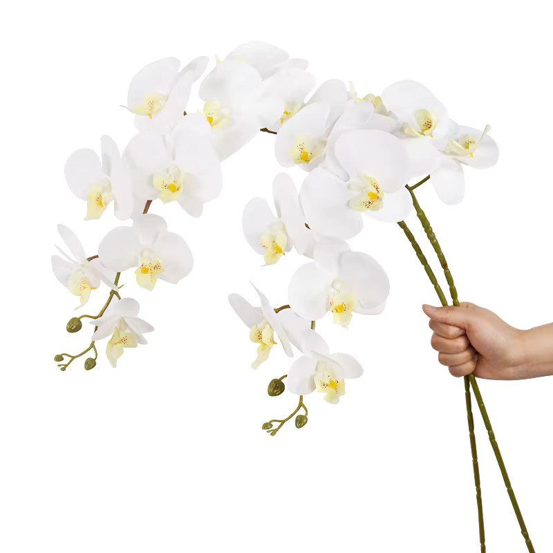 ZQNYCY Künstliche Orchidee Phalaenopsis aus Seide mit Schmetterling in Pink und Weiß, 100 cm Höhe - Bild 2