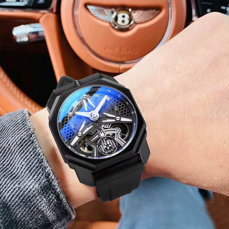 LINGKE Chronograph-Armbanduhr, Automatik, Edelstahl, Blau, Herren - Bild 3