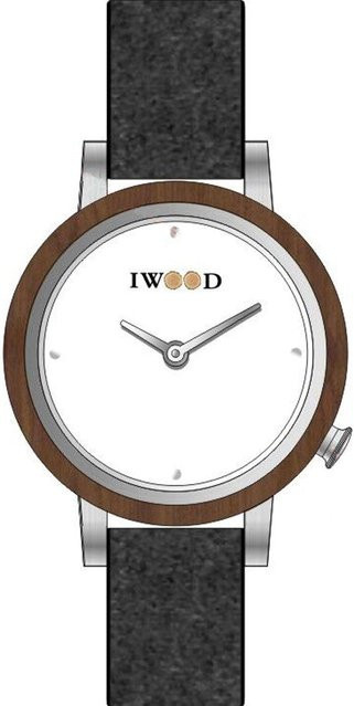 Iwood Damenuhr, Quarz, Edelstahl, Leder, 30 mm, Weiß, Silber - Bild 1