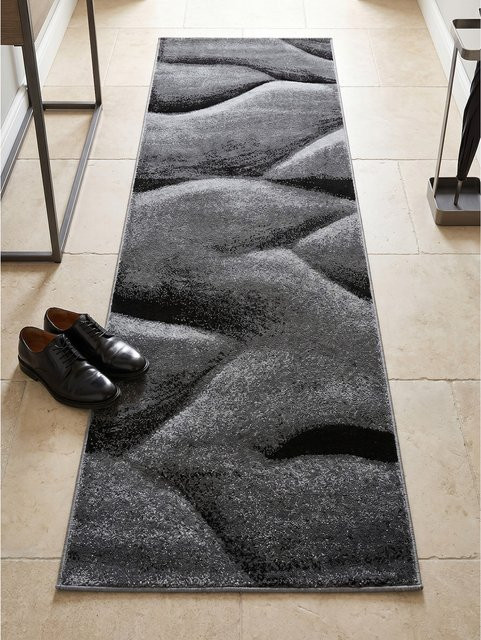 Kurzflorteppich SOLDA von Kadima Design mit Farbverlauf, Schwarz, B: 80 cm, L: 250 cm - Bild 1