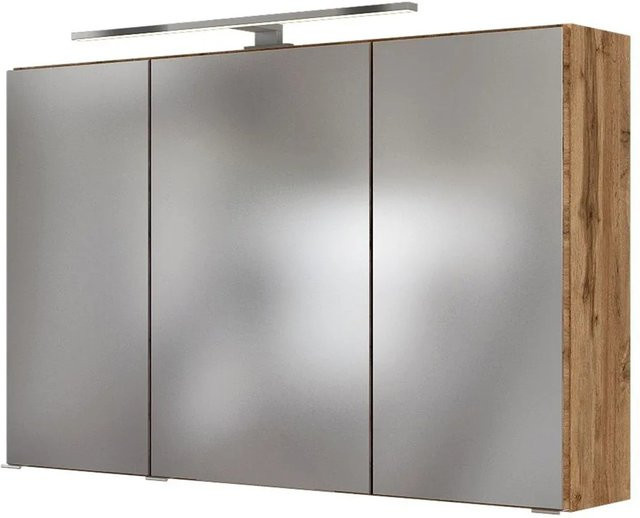 Held Möbel 3D-Spiegelschrank Bari in Eiche Grau, Breite: 100 cm - Bild 1