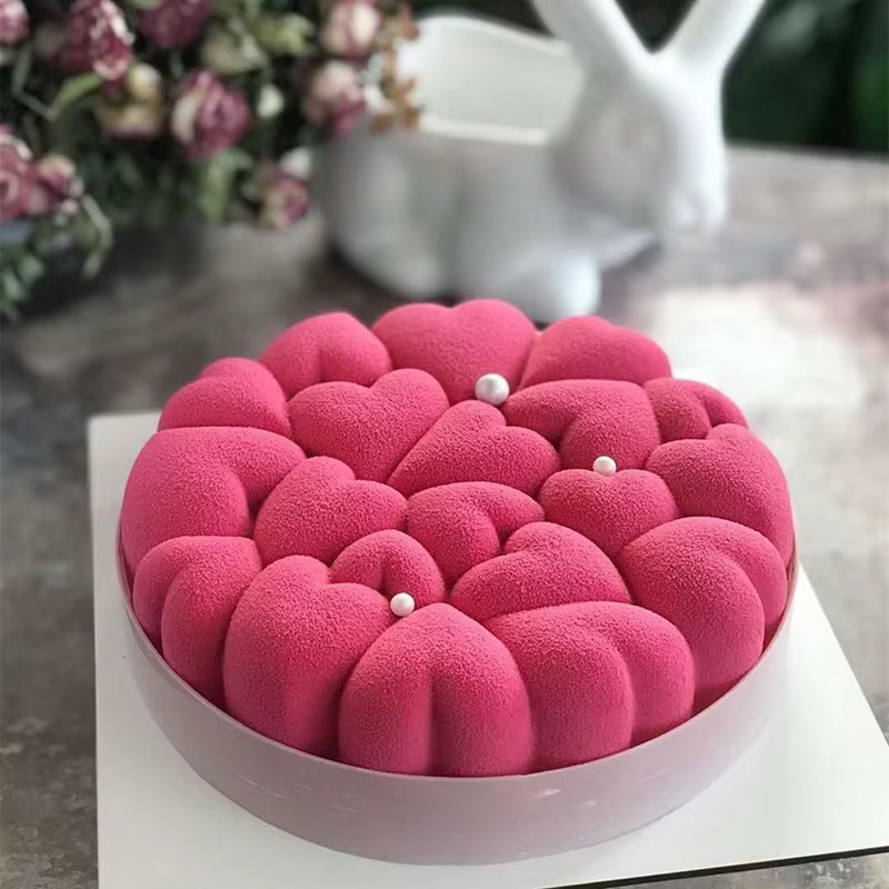 Meibum Herz Mousse Formen aus Silikon in Pink für Dessert und Backen - Bild 3