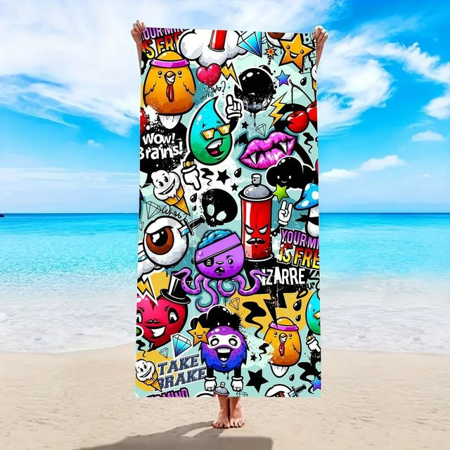 Urban Graffiti Spaß Strandtuch von JMG Household Supplies, Mehrfarbig, B/H: 80 x 160 cm - Bild 1