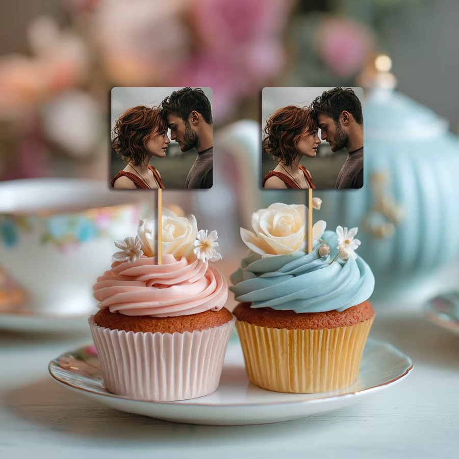 Individuell gestaltbare Cupcake-Dekoration mit Foto für Geburtstage und Hochzeiten von cyuan in Mehrfarbig - Bild 3