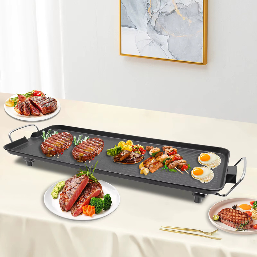 Bymaocar Elektrischer Tischgrill mit Antihaftbeschichtung und einstellbarem Thermostat, Schwarz, B: 68 cm, T: 28 cm - Bild 2