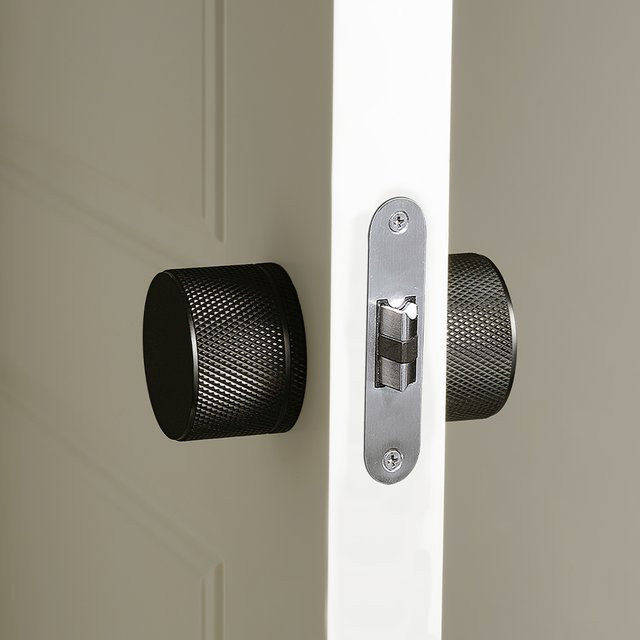 DOOROOM Schlüsselloses Sichtschutzschloss für Innenräume, minimalistisches Rundschloss für Badezimmer und Zimmer, Schwarz-Gold - Bild 1
