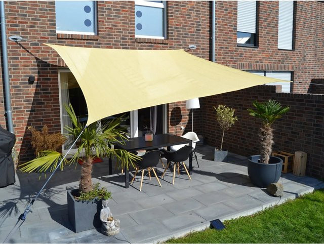 Floracord Vierecksonnensegel Weizen B/T: 360 x 360 cm aus wind- und wasserdurchlässigem HDPE - Bild 1