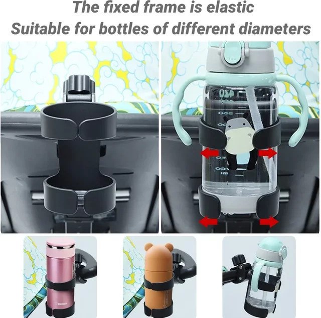 Universal Baby Kinderwagen Tasse Halter für Flaschen und Getränke in Schwarz - Bild 1