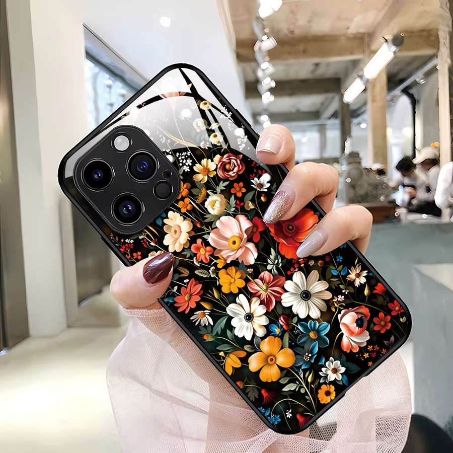 Stoßfeste Handyhülle mit Blumenmuster aus gehärtetem Glas für Samsung Galaxy S24 Ultra S25 Plus S23 5G S22 S21 FE S20 FE A53 A52 A51 in Multicolour - Bild 4