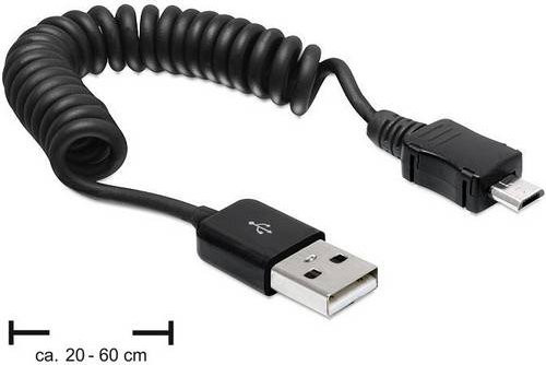 Delock USB 2.0 Kabel mit USB-A und Micro-USB Stecker Schwarz 0,60 m - Bild 1