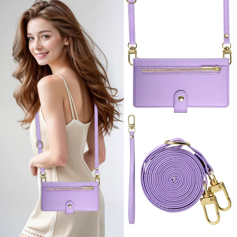 Reißverschluss-Crossbody-Handyhülle mit Kartenhalter und Brieftasche für Samsung Galaxy S26 S25 S24 S23 S22 S21 Ultra Plus Edge A17 A37 A57 in Rot und Lila - Bild 2