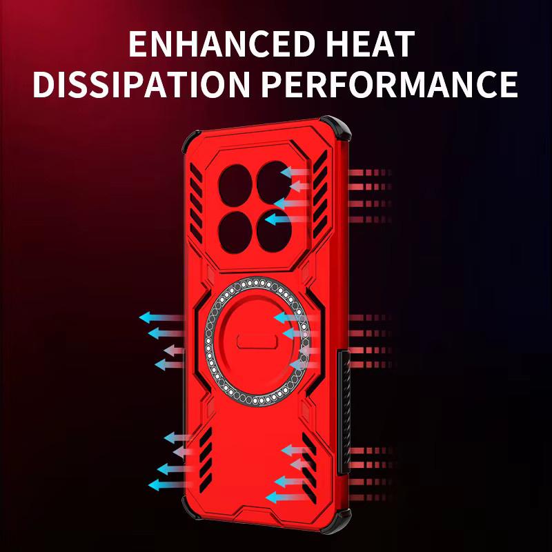 Schwere Rüstung Handyhülle für Xiaomi POCO M8 Pro 5G und Redmi Note 15 Pro in Rot, Stoßfeste Magnetische Schutzhülle aus PC und TPU mit Wärmeableitung - Bild 3
