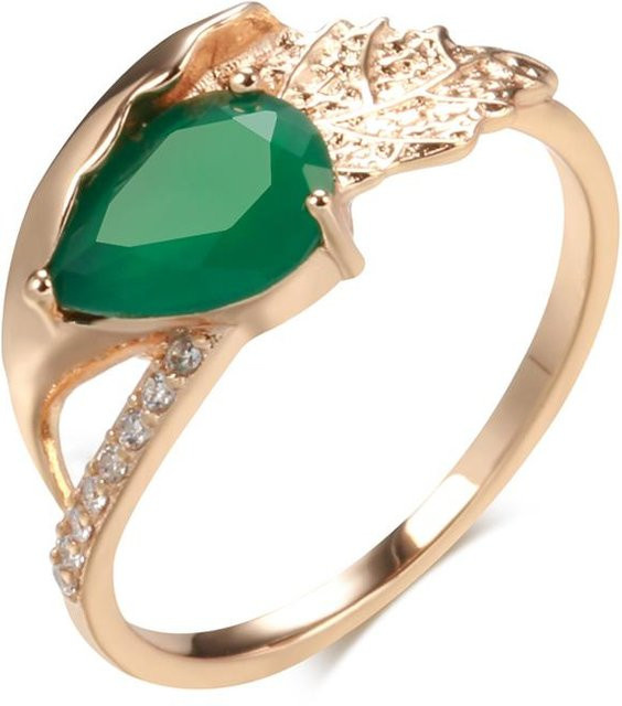 July Dream Ring, Blattstruktur, Kupfer, grün, Zirkonia, Damen - Bild 1