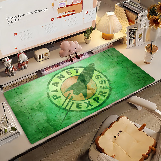 Futurama Mauspad mit Cartoon-Motiv in Grün, rutschfeste Gamer-Schreibtischunterlage aus Gummi für Laptop und Büro - Bild 1