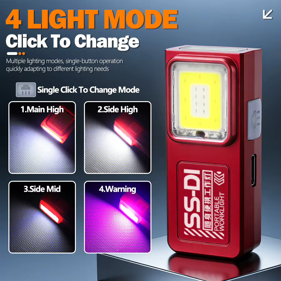 NEWBIRTH LED COB Mini-Taschenlampe mit Magnet und USB-Wiederaufladung für Outdoor, Camping und Arbeit - Bild 3