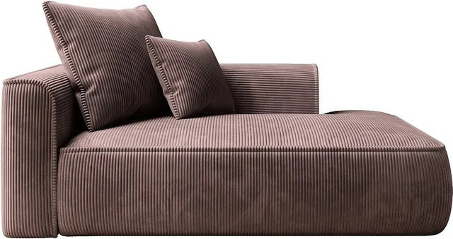 Vente-unique Recamiere ohne Schlaffunktion in Rosa mit Cord-Bezug, Breite: 180 cm - Bild 1