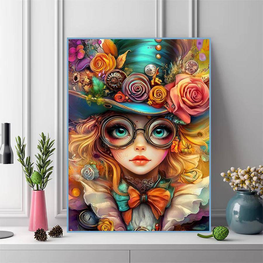 Evershine DIY Diamantmalerei Set 5D Strass-Stickerei Mädchen mit floralem Motiv in Multicolour, B/H: 30 x 30 cm - Bild 3